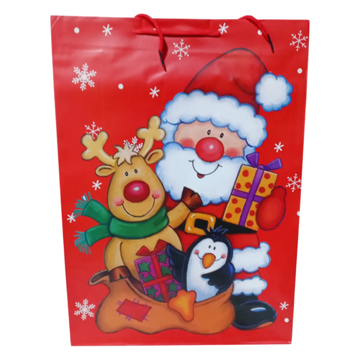 GENERICO - Bolsa De Regalo Navidad Reno Pinguino 44x32cm 1u