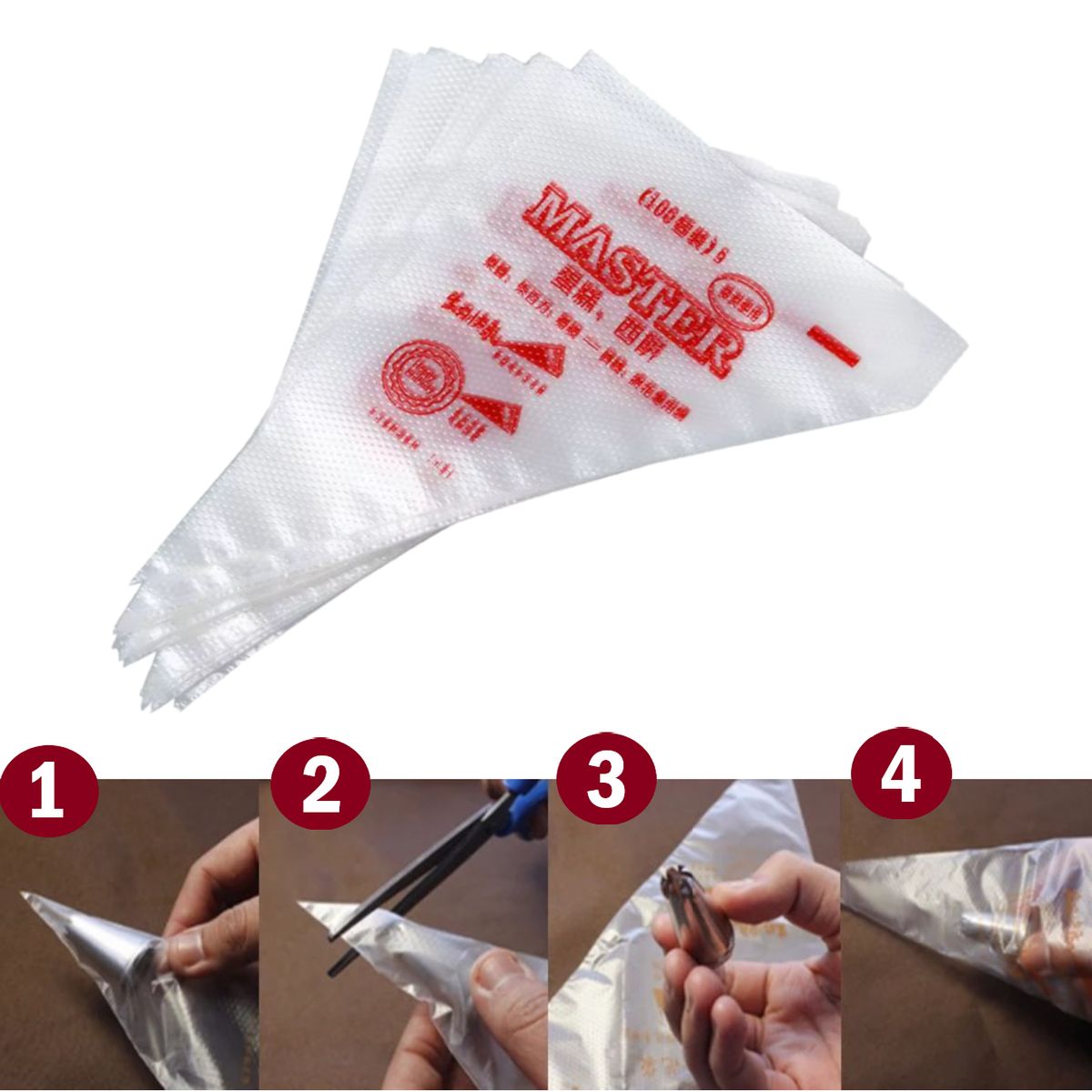 GENERICO - Kit 2 Bolsas de repostería L desechables de 100 unidades cada una