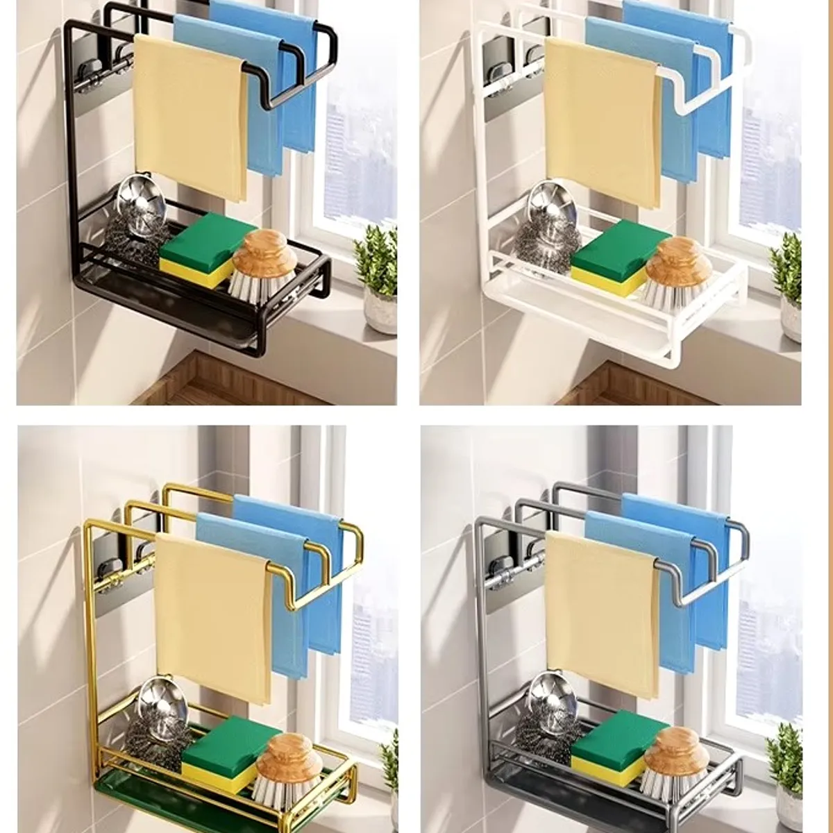 GENERICO - Estante escurridor multiples usos sujeto a pared - Gris