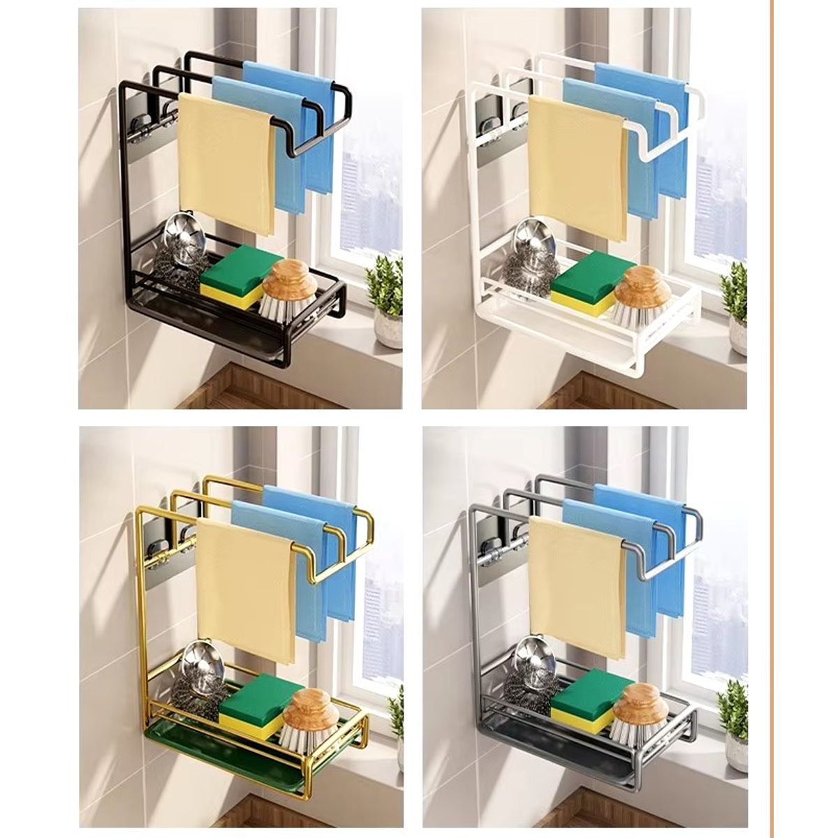 GENERICO - Estante escurridor multiples usos sujeto a pared - Gris