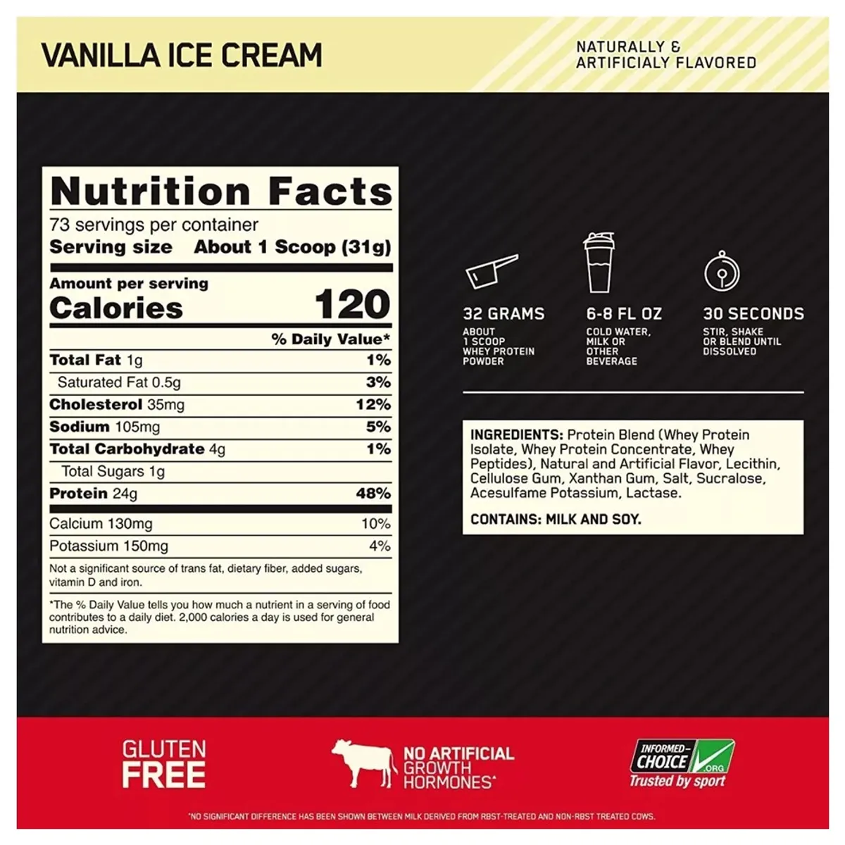 OPTIMUN NUTRITION - Proteína Gold Standard Whey 5 LB VAINILLA +Shaker - Tíenda Física