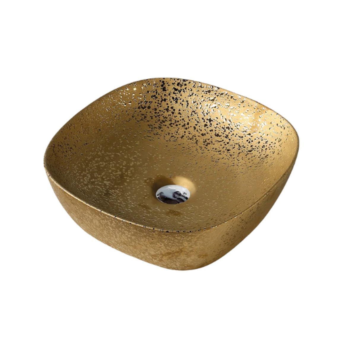 FRATELLI - LAVAMANOS DE LOZA CUADRADO DORADO TEXTURADO 248