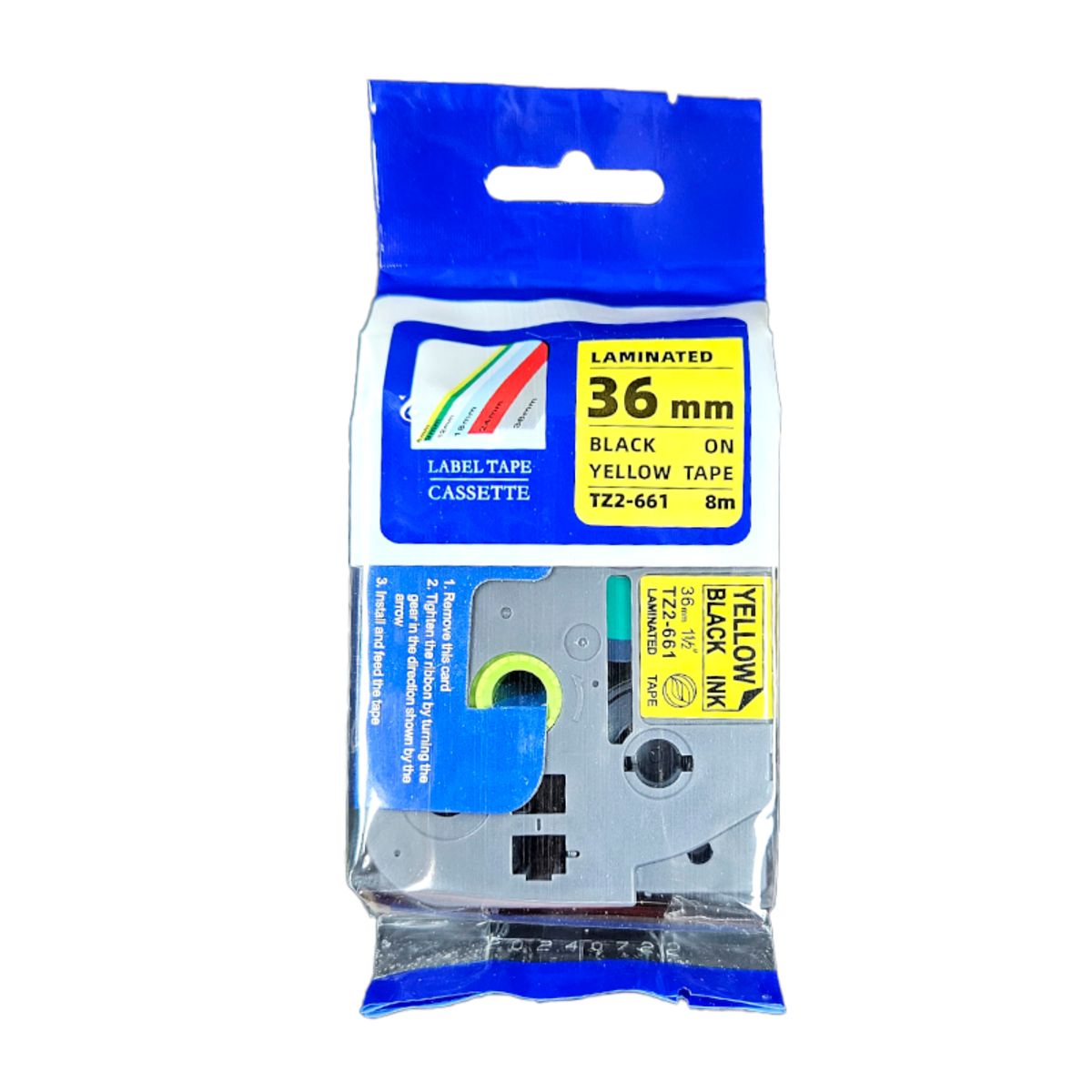 BROTHER - CINTA BROTHER COMPATIBLE TZ2-661 LETRA NEGRO SOBRE AMARILLO