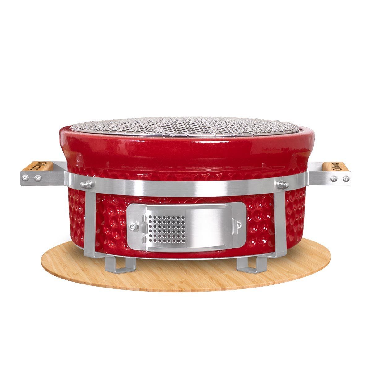 GRILLCORP - Parrilla Circular cerámica de mesa Hibachi Rojo