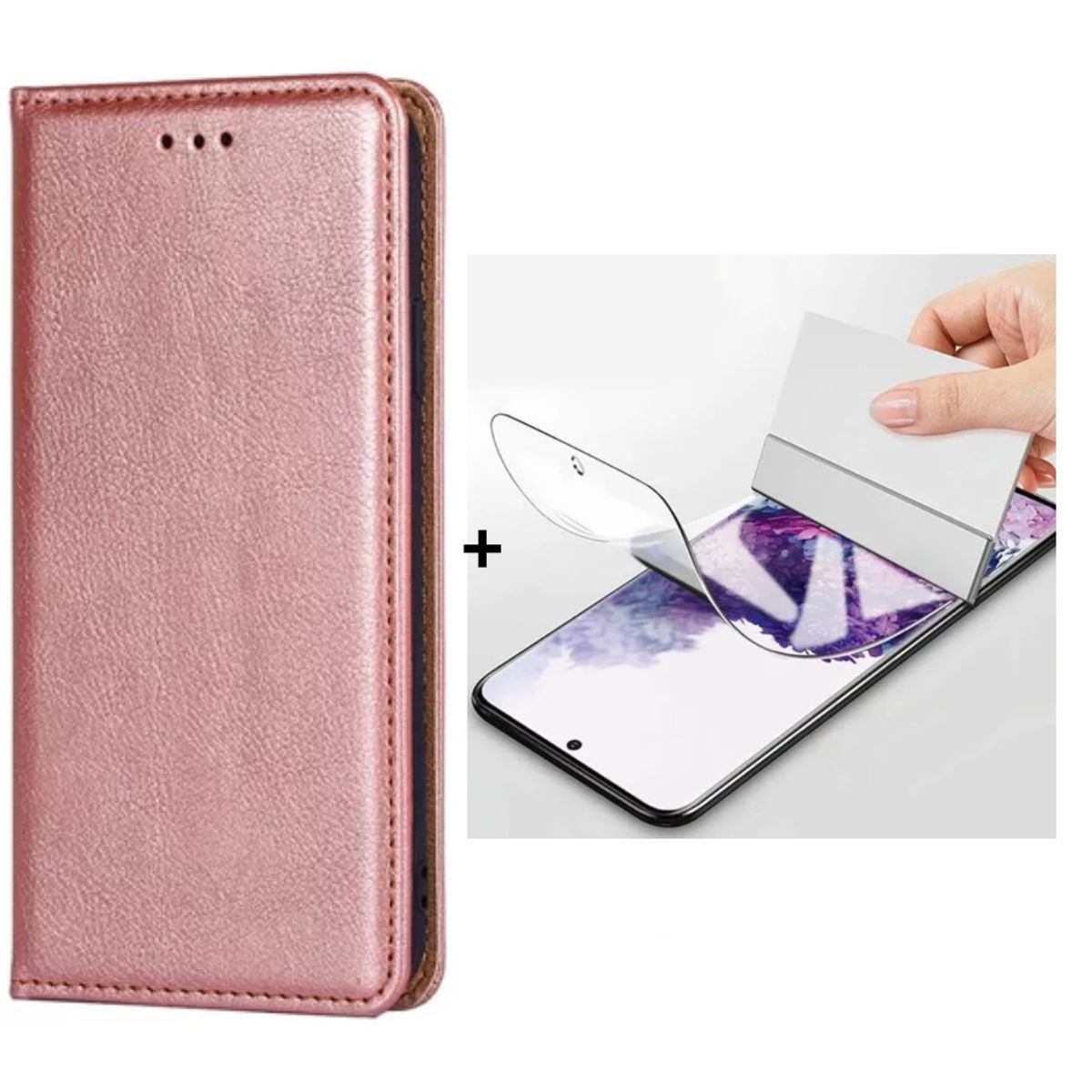 SPACE - CASE LIBRO FLIP COVER ORO ROSA  SAMSUNG S22 ULTRA + HIDROGEL HD