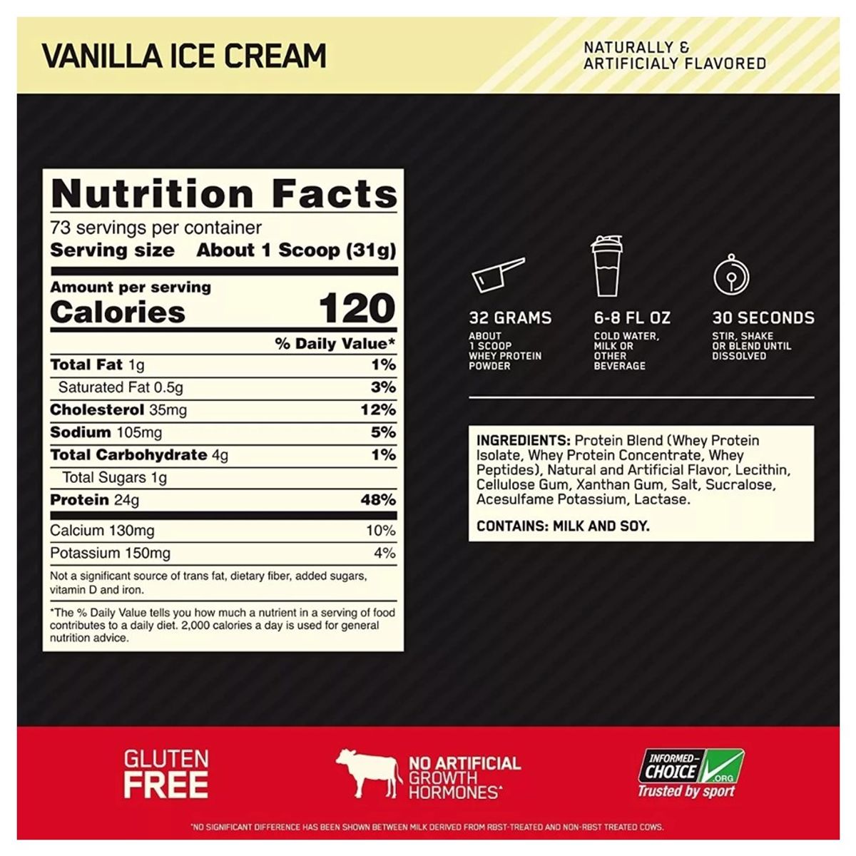 OPTIMUN NUTRITION - Proteína Gold Standard Whey 5 LB VAINILLA - Tíenda Física