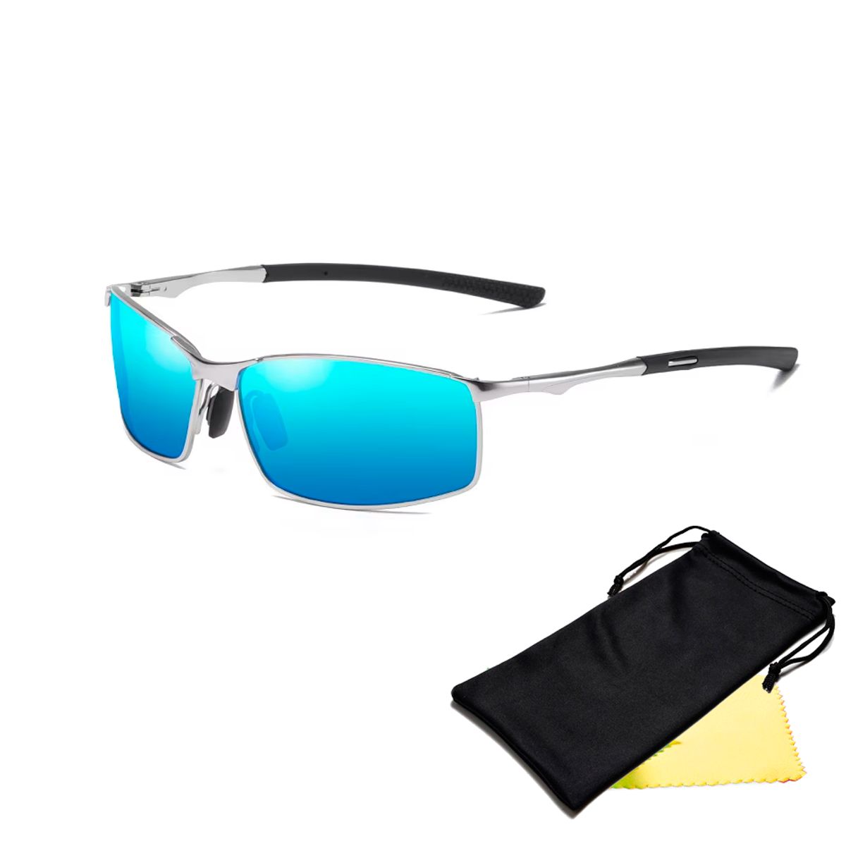 GENERICO - Lentes de sol para hombre polarizado estilo deportivo azul