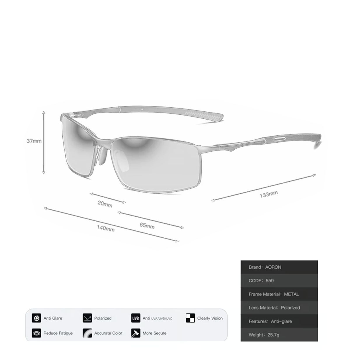 GENERICO - Lentes de sol para hombre polarizado estilo deportivo azul