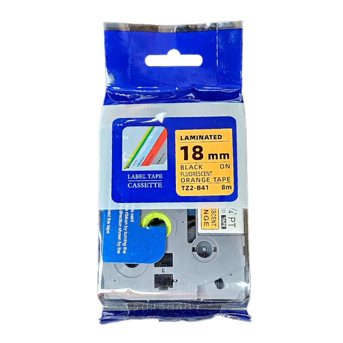 BROTHER - CINTA BROTHER COMPATIBLE TZ2-B41 LETRA NEGRO SOBRE NARANJA FLUORESENTE