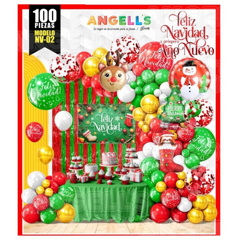 GENERICO - Globos Bouquet Navidad 100 Piezas