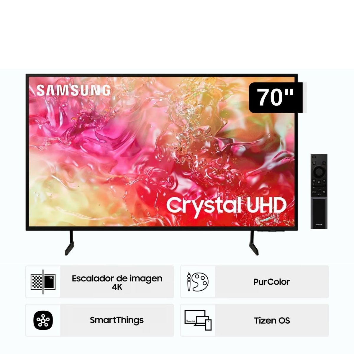 SAMSUNG - Televisor Samsung LED 70'' Crystal UHD 4K  70DU7000 Tizen OS Smart TV