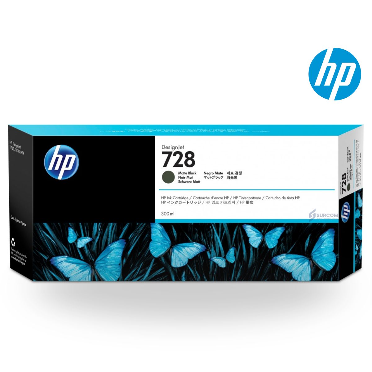 HP - Cartucho de Tinta HP 728 Matte Black Original - 300 ml (F9J68A)