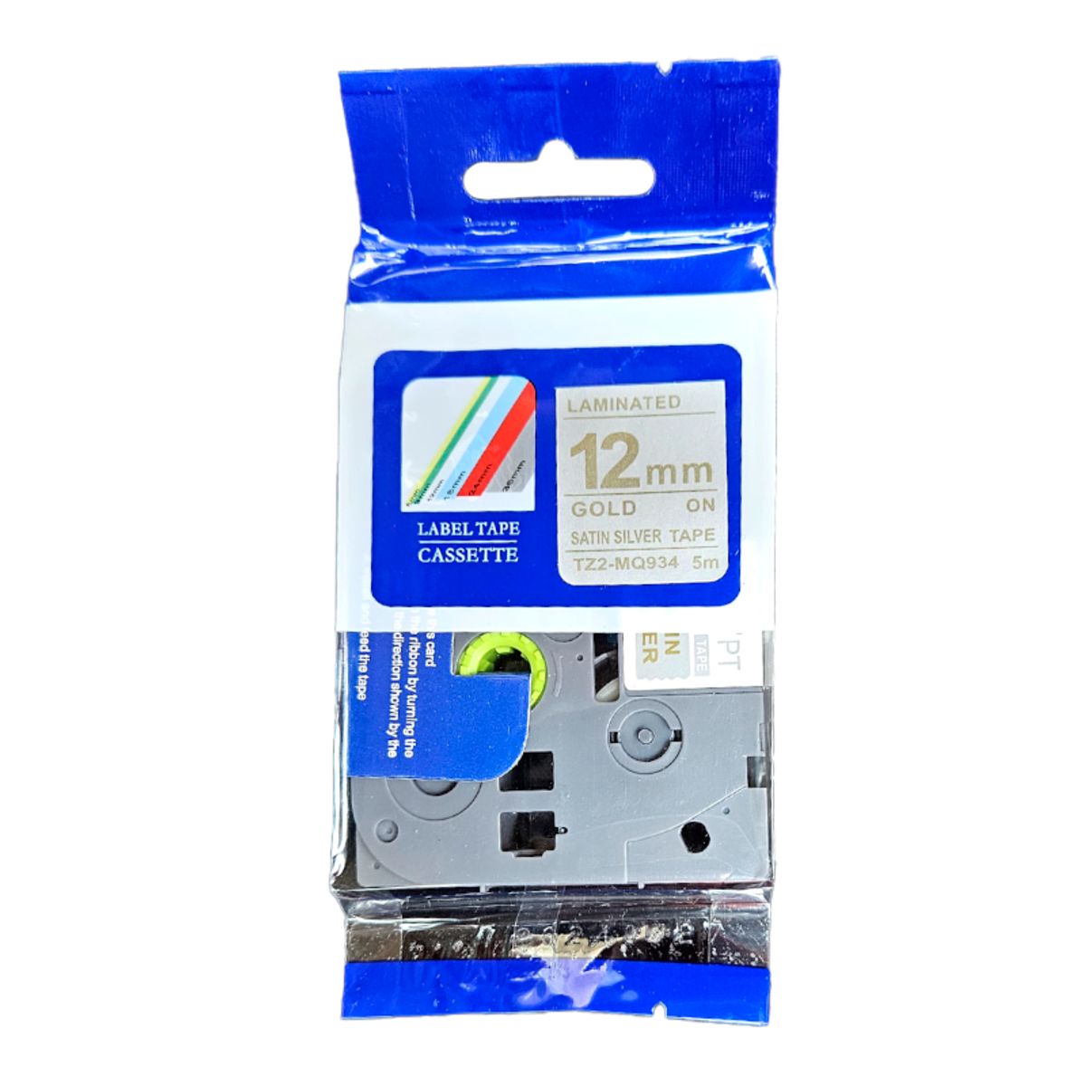 BROTHER - CINTA BROTHER COMPATIBLE TZ2-MQ934 LETRA DORADA SOBRE PLATA SATANICO