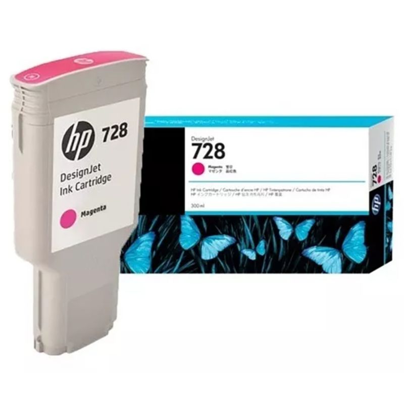HP - Cartucho de Tinta HP 728 Magenta Original - 300 ml (F9J65A)