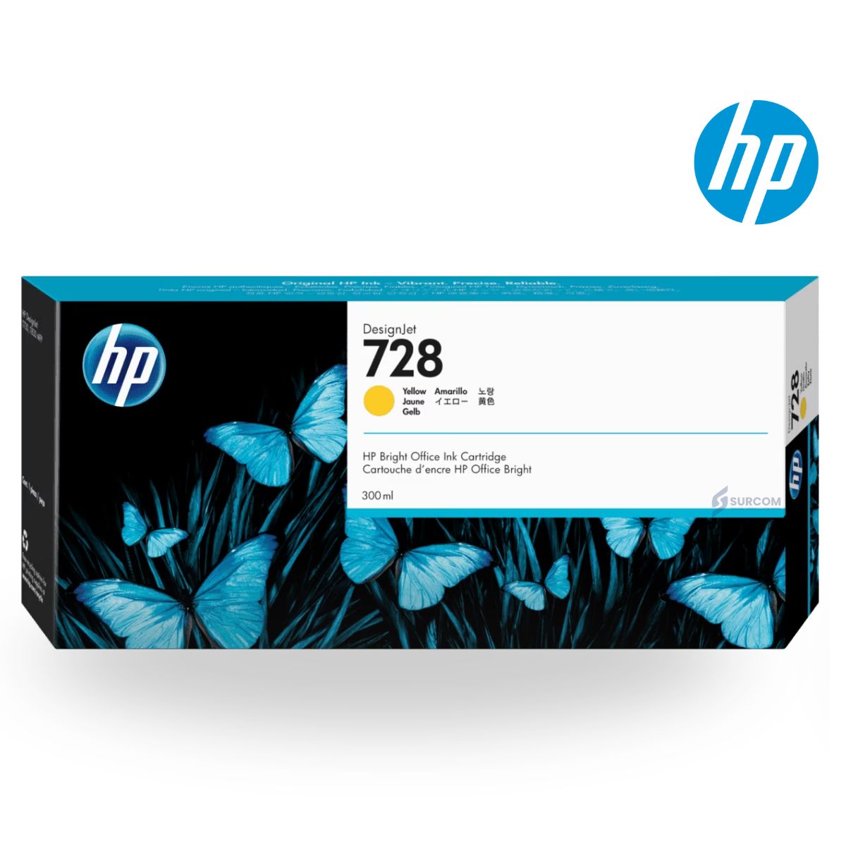 HP - Cartucho de Tinta HP 728 Yellow Original - 300 ml (F9J64A)
