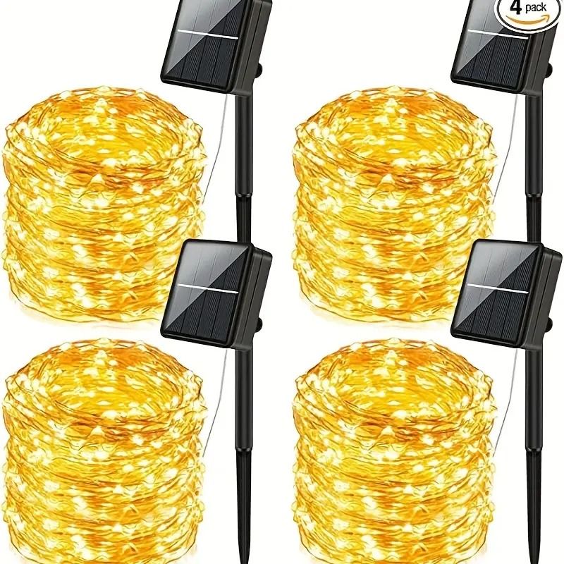 GENERICO - Pack 4 Luces de hada guirnalda LED Solar Calido navidad de 100 LED 10M