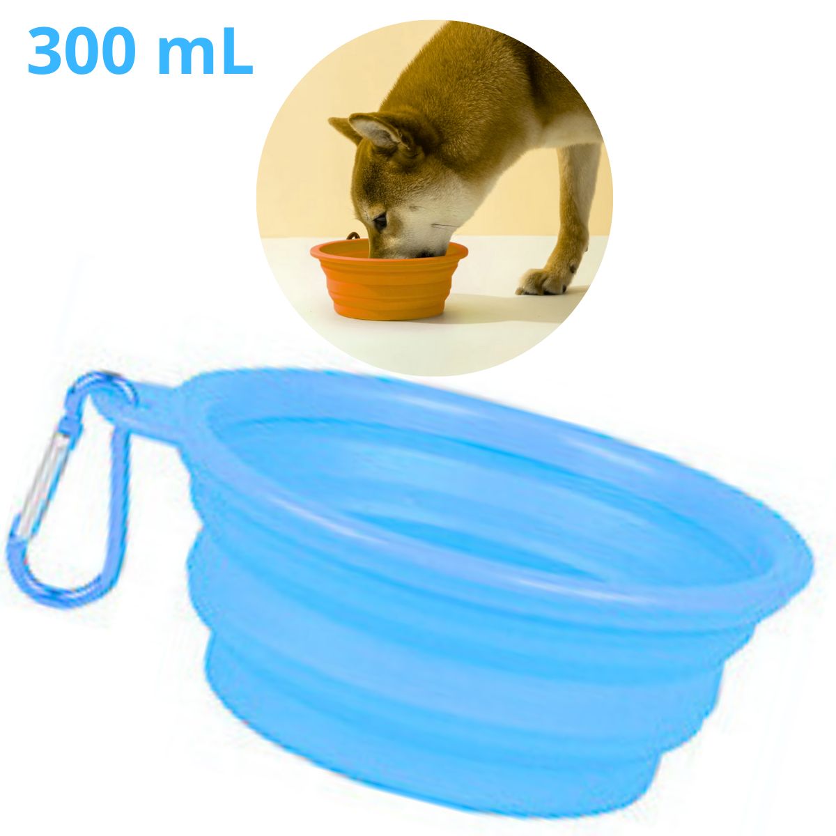 GENERICO - PLATO PORTATIL PLEGABLE PARA MASCOTA - CELESTE