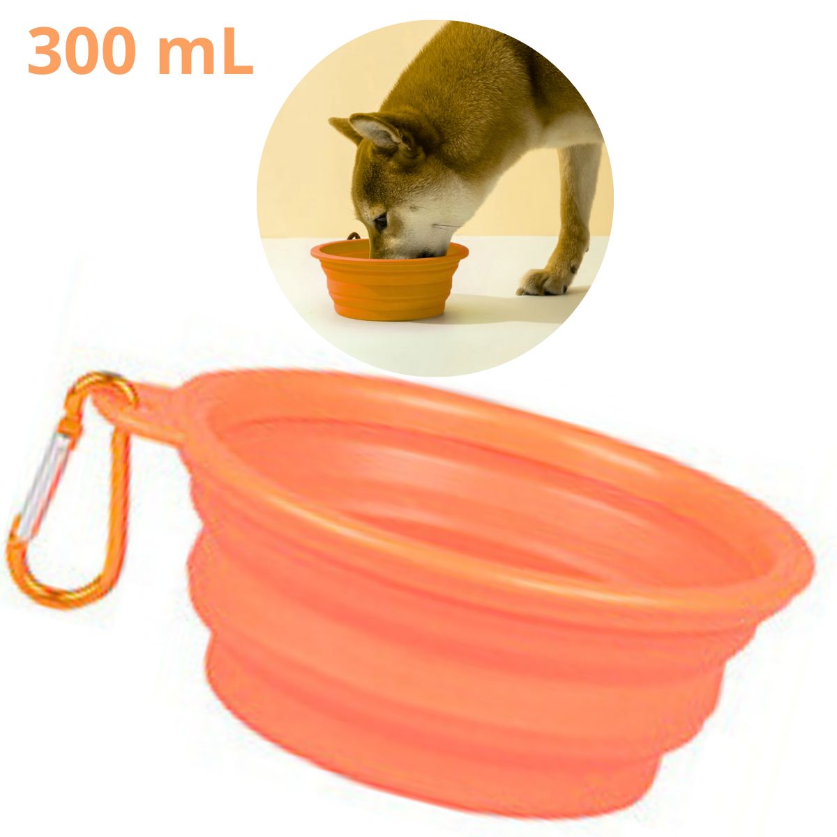 GENERICO - PLATO PORTATIL PLEGABLE PARA MASCOTA - LUCUMA 300 mL