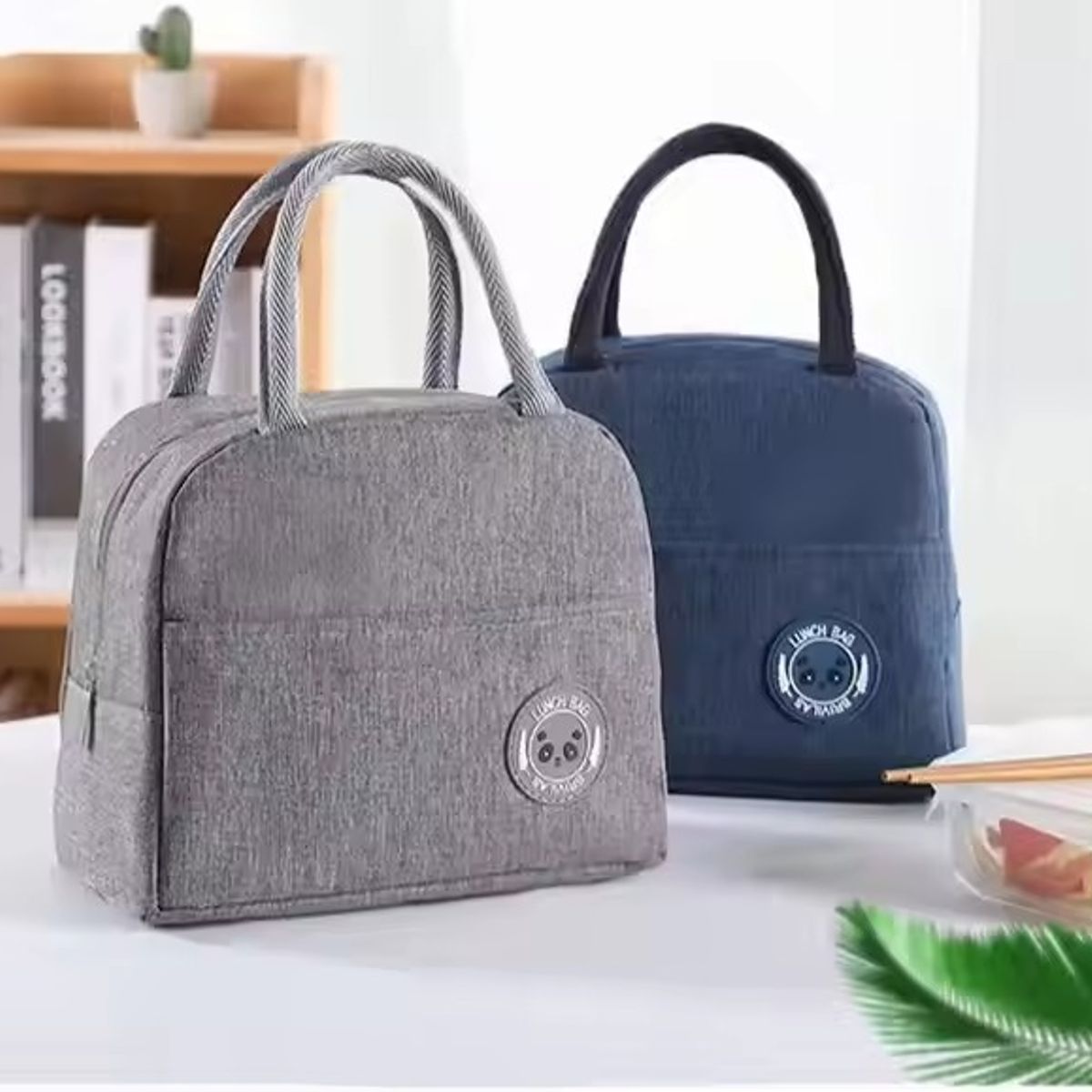 GENERICO - Set de 2 Loncheras Térmicas de Alimentos y Bebidas (1 Gris + 1 Azul)