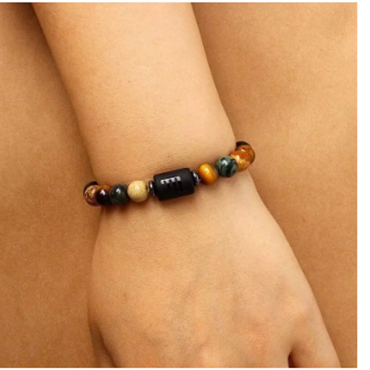 GENERICO - PULSERA DE CUENTAS REDONDAS DE JASPE SAGITARIO