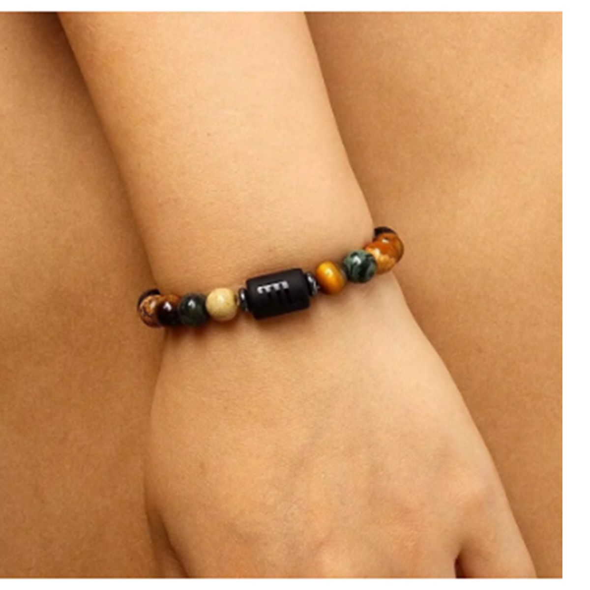 GENERICO - PULSERA DE CUENTAS REDONDAS DE JASPE SAGITARIO