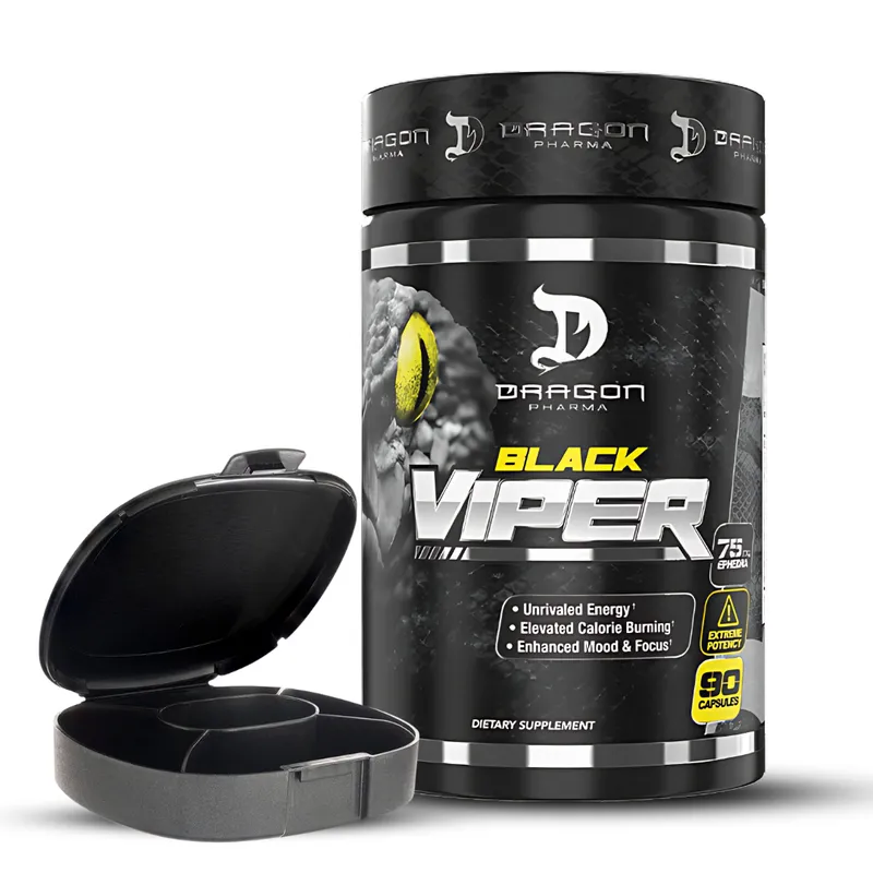 DRAG PHARMA - Quemador Black Viper 90 cap Dragon Pharma + Pastillero