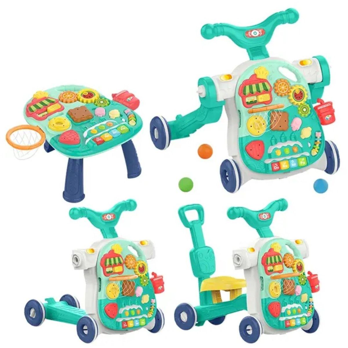 GENERICO - Andador (Caminador) de Bebé 4 en 1 Con luces y musical Verde