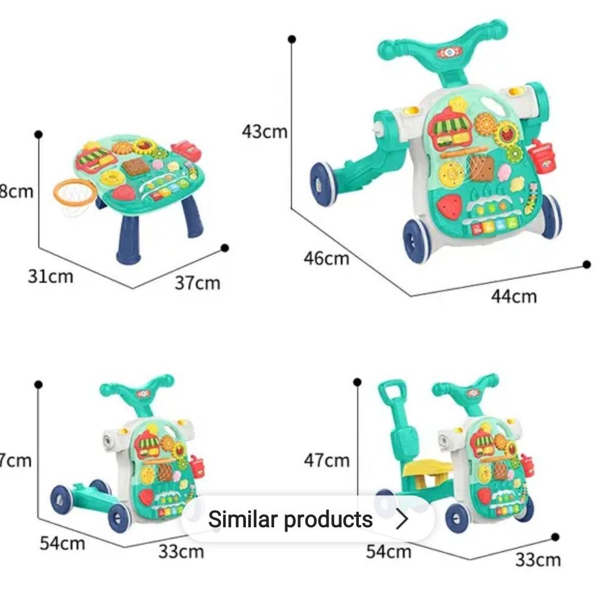GENERICO - Andador (Caminador) de Bebé 4 en 1 Con luces y musical Verde