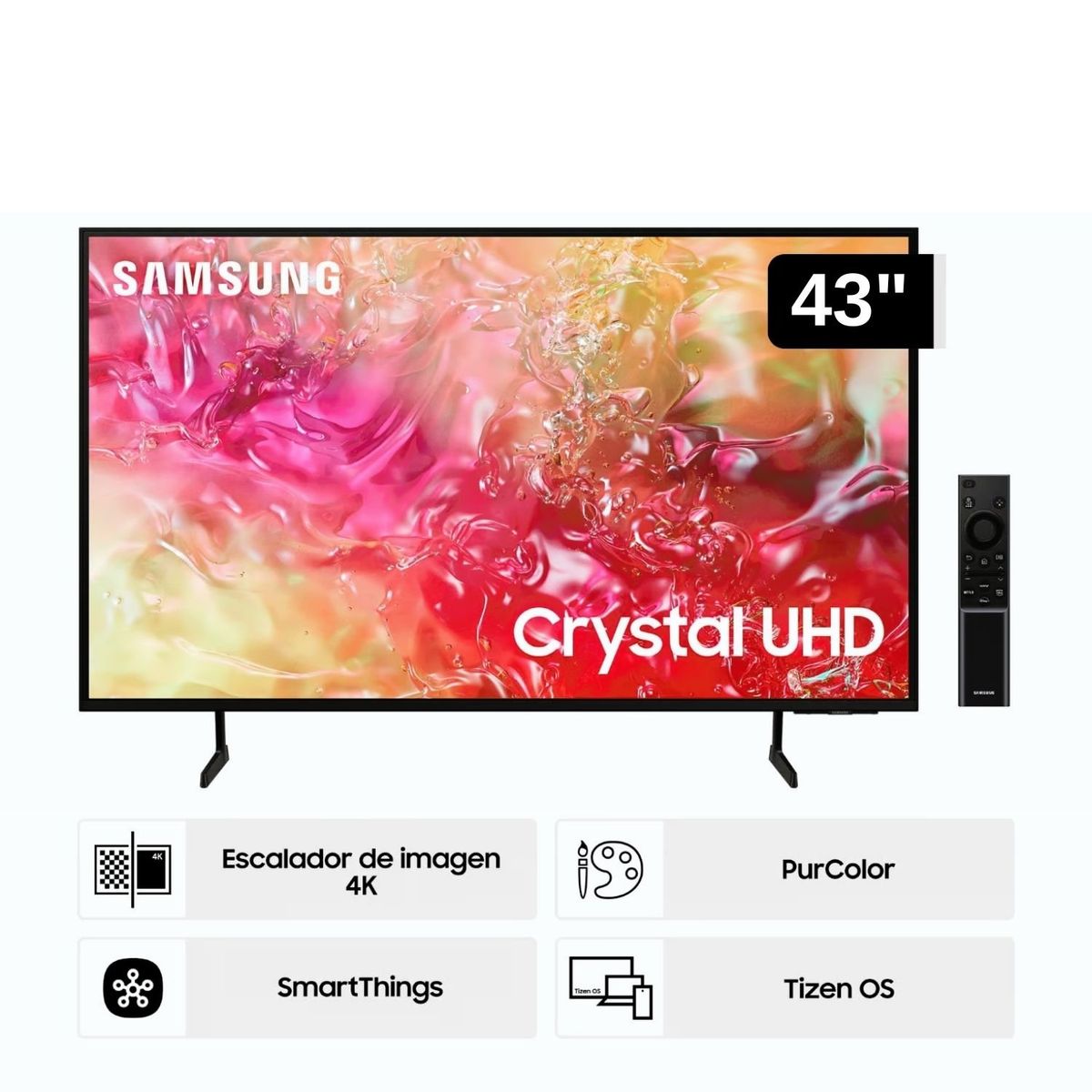SAMSUNG - Televisor Samsung LED 43'' Crystal UHD 4K  43DU7000 Tizen OS Smart TV