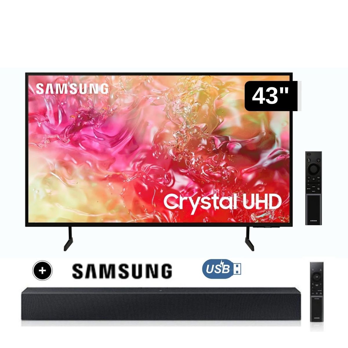 SAMSUNG - Televisor Samsung LED 43'' Crystal UHD 4K  43DU7000 Tizen OS Smart TV + Soundbar HW C400