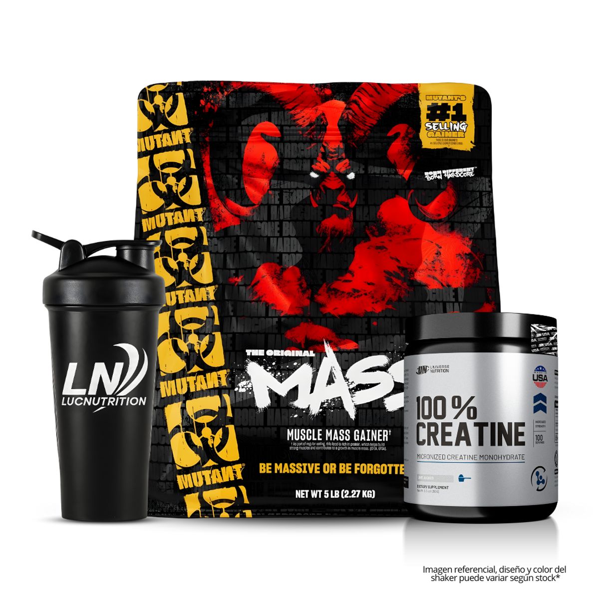 MUTANT - Mutant Mass 5 LB Mass Gainer Mutant - Triple Chocolate + Creatina Universe Nutrition 250 g + Shaker