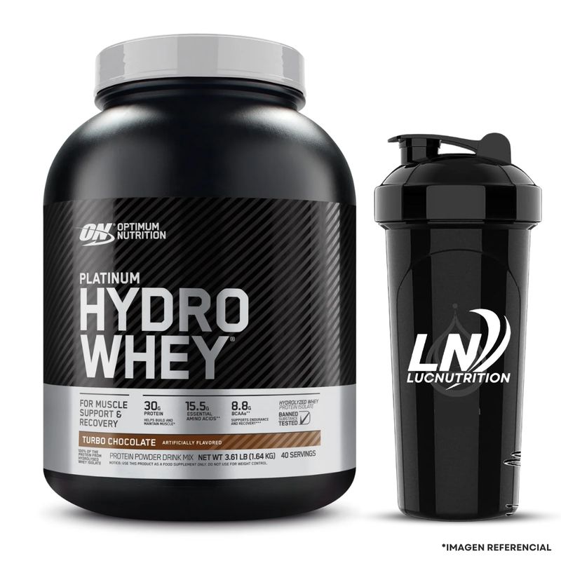 OPTIMUN NUTRITION - Platinum Hydro Whey 3.5 Lb Turbo chocolate con shaker