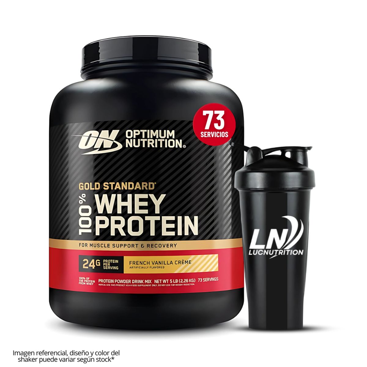 OPTIMUN NUTRITION - Gold Standard Whey 5 LB - Vainilla Ice Cream + Shaker