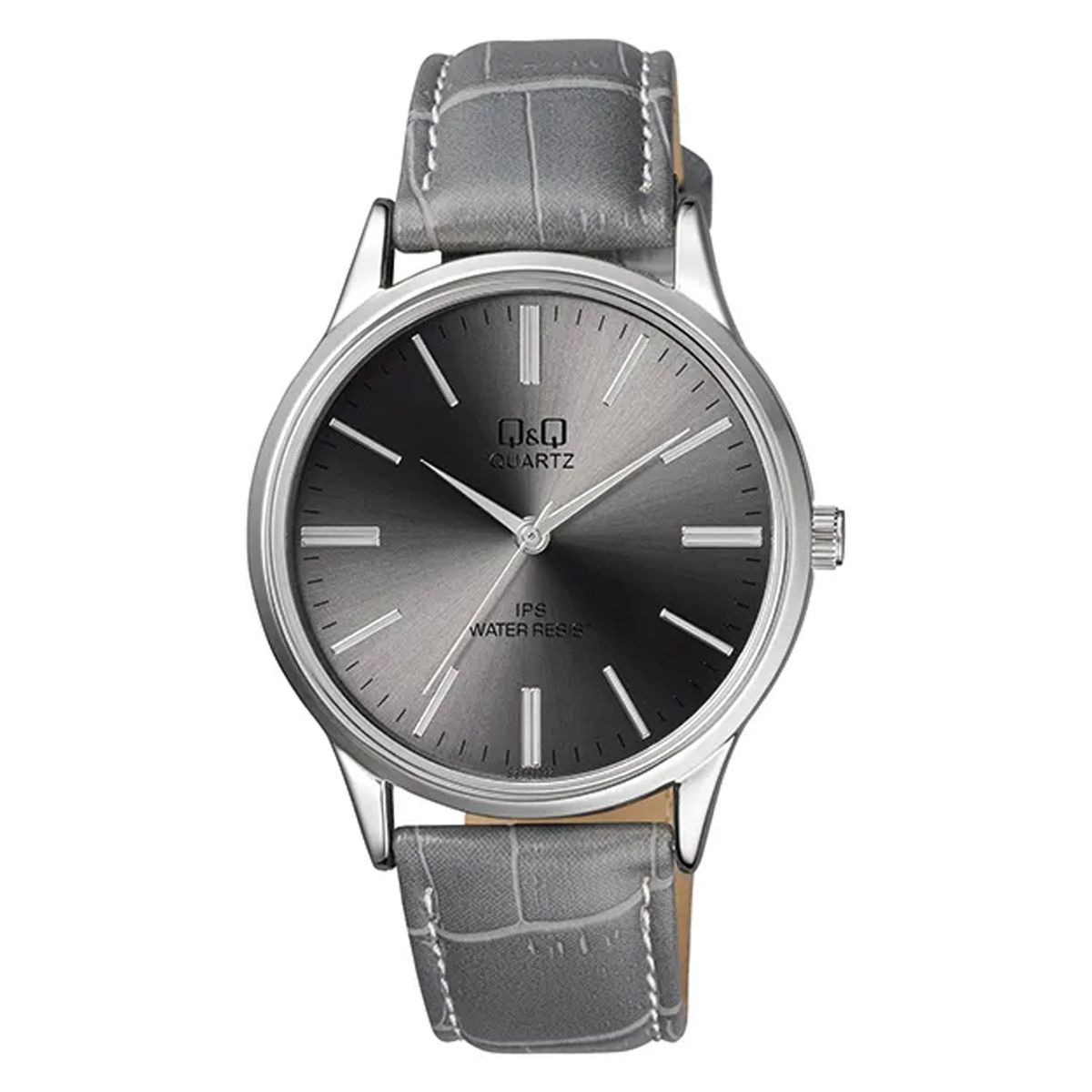 Q&Q - RELOJ HOMBRE CUERO PLATEADO PLATA MARCA QQ