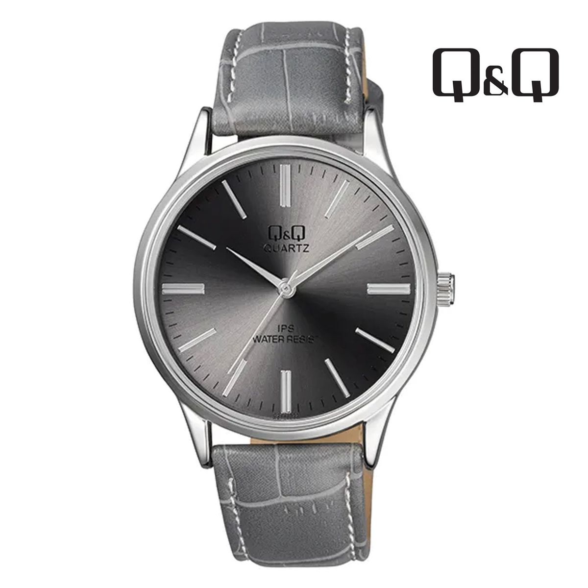 Q&Q - RELOJ HOMBRE CUERO PLATEADO PLATA MARCA QQ