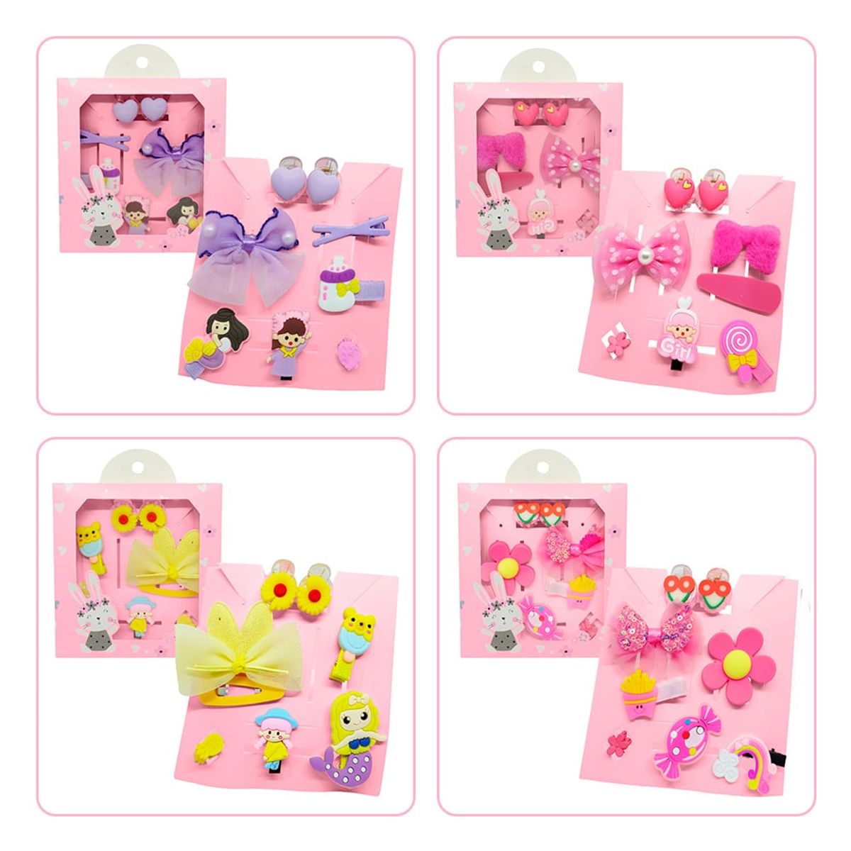 KELLER - Pack x3 Set 8 Ganchitos Kawaii para Niñas ALT S47