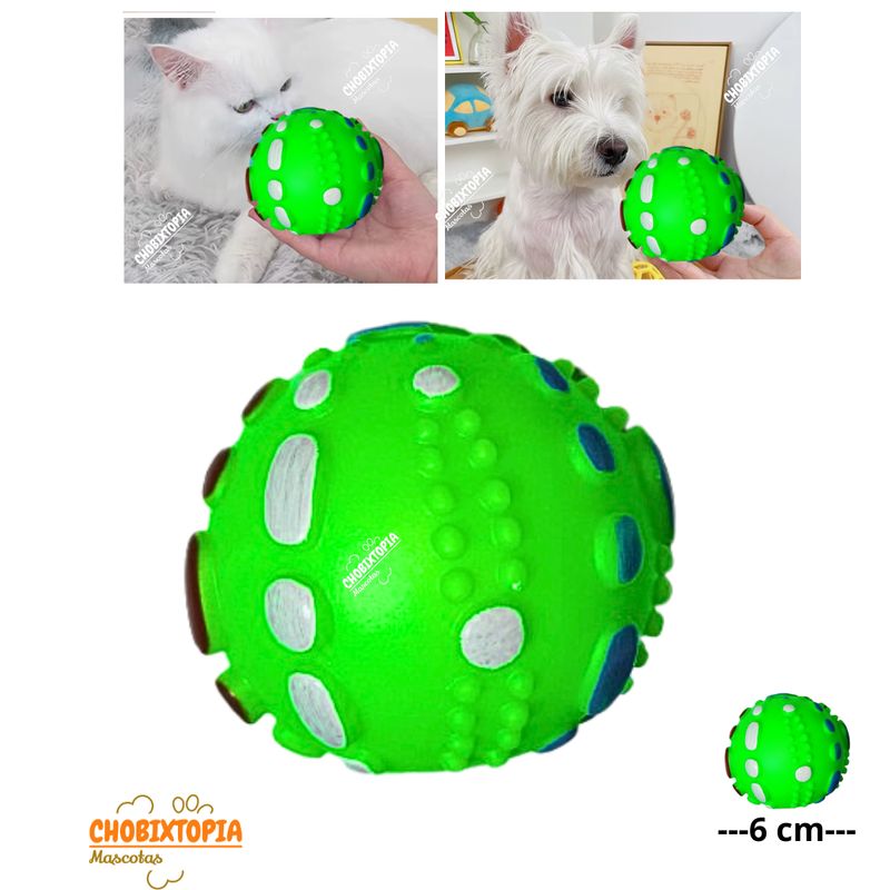 GENERICO - PELOTA RUGOSA DE JEBE PARA PERROS VERDE 6x6x6
