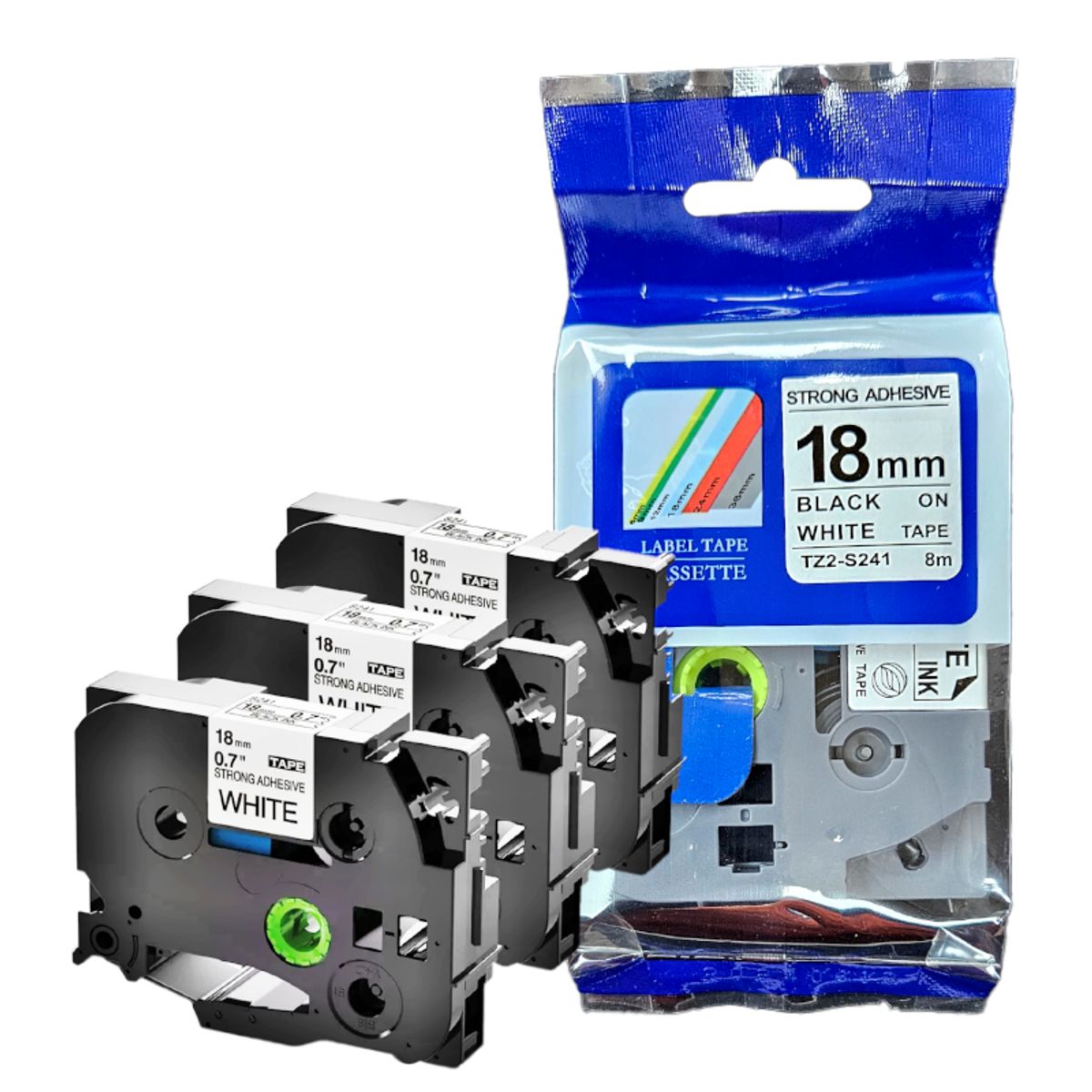 BROTHER - CINTA BROTHER COMPATIBLE TZ2-S241 LETRA NEGRO SOBRE FONDO BLANCO