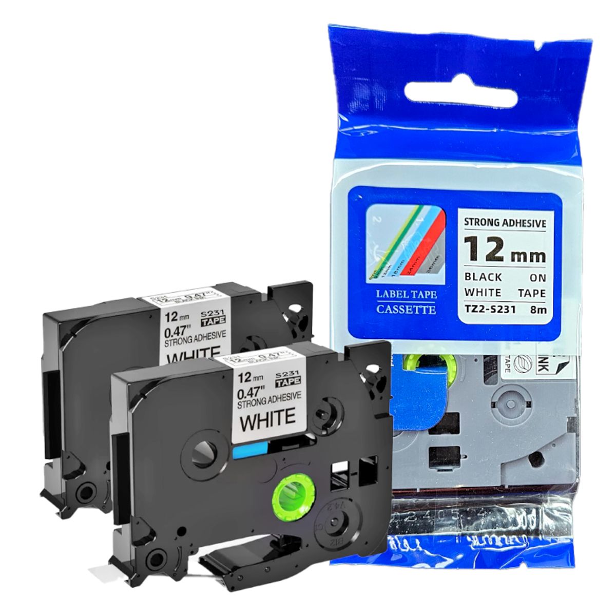 BROTHER - CINTA BROTHER COMPATIBLE TZ2-S231 LETRA NEGRO SOBRE BLANCO