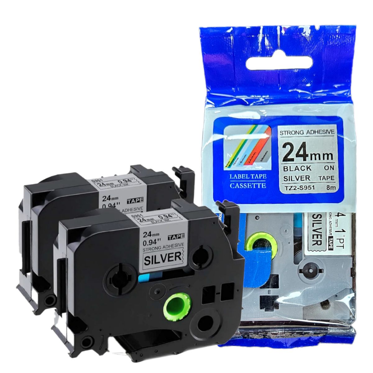 BROTHER - CINTA BROTHER COMPATIBLE TZ2-S951 LETRA NEGRO SOBRE PLATEADO