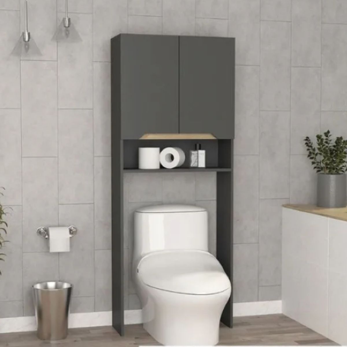NACION MUEBLES - MUEBLE ORGANIZADOR PARA BAÑO KAT COLOR PLOMO