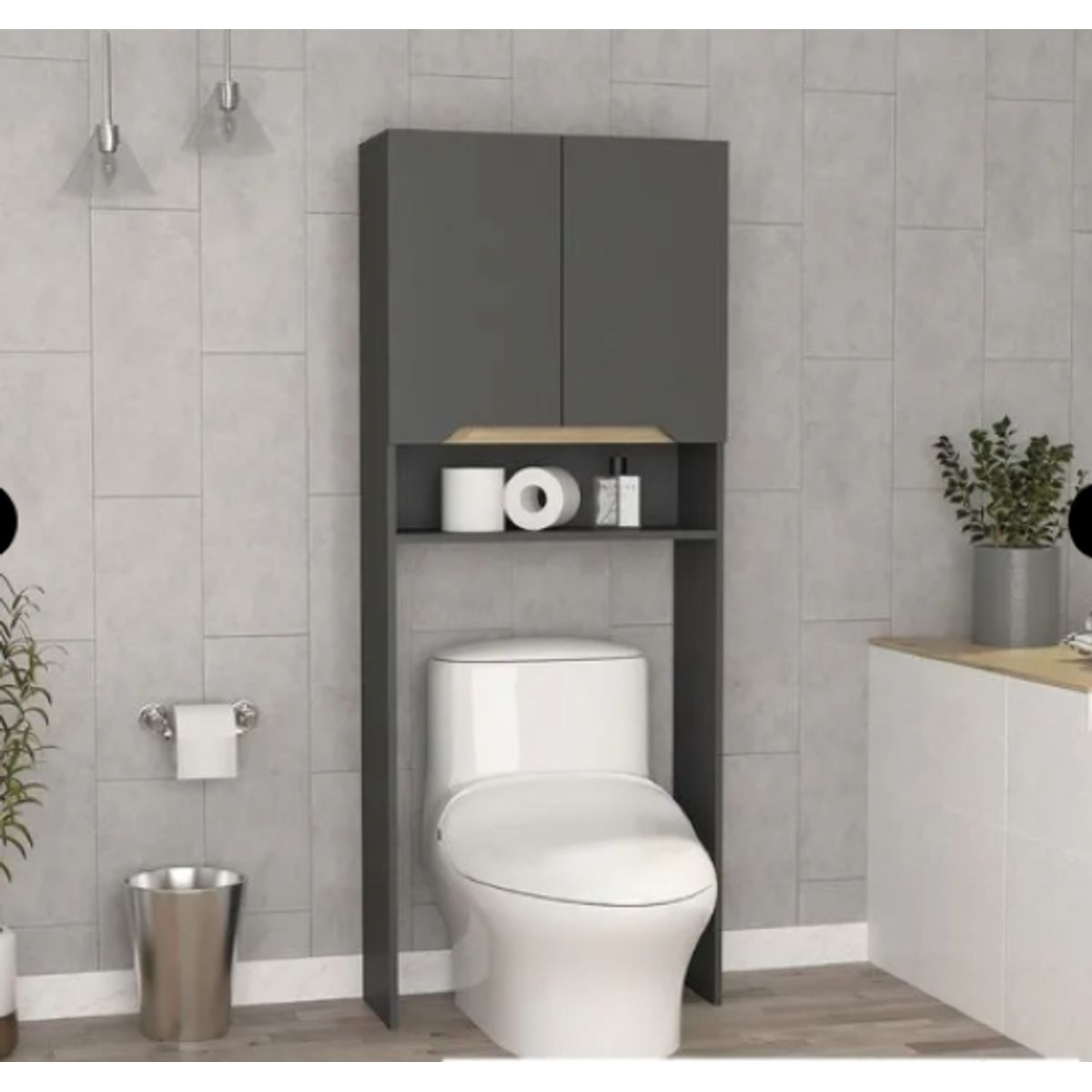 NACION MUEBLES - MUEBLE ORGANIZADOR PARA BAÑO KAT COLOR PLOMO