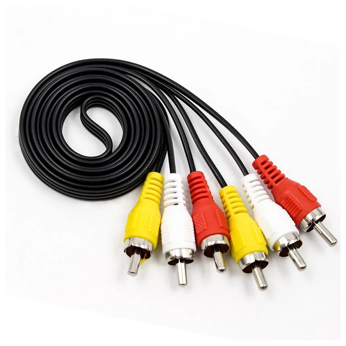 GENERICO - Cable Audio Y Video Av Rca Blanco Rojo Amarillo 1.8 Mts