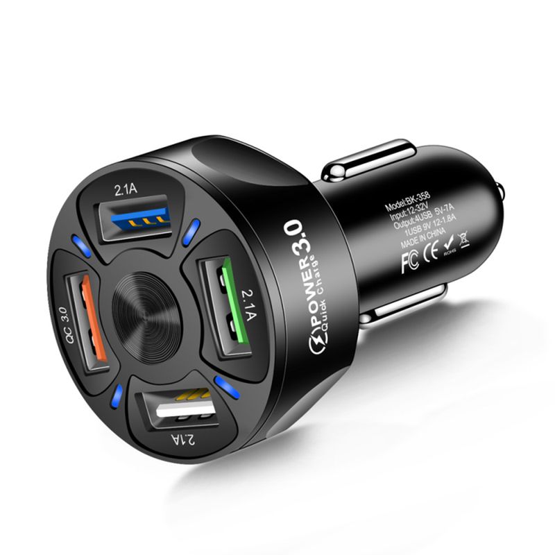 GENERICO - Cargador De Auto Usb 4 Puertos 18w Para Teléfono 3.0 A