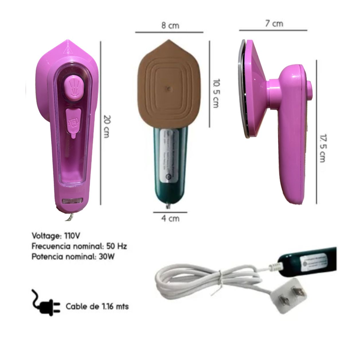 GENERICO - Plancha Fucsia Mini De Vapor Portátil Planchado En Seco Y Húmedo