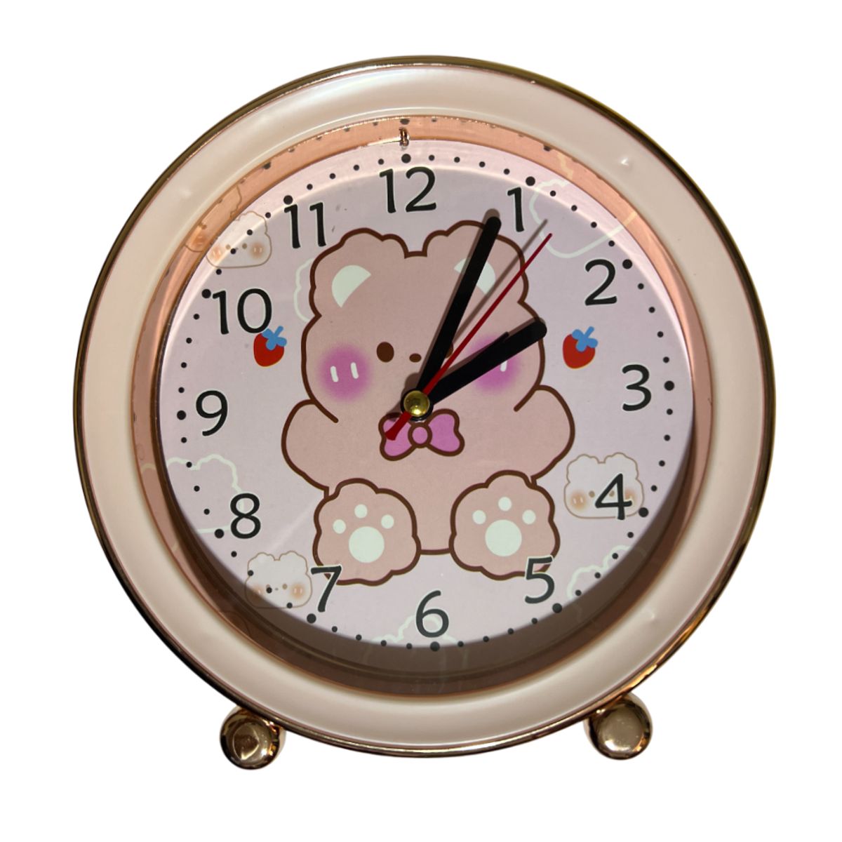 GENERICO - Reloj Rosado con dibujos y alarma de 15cm