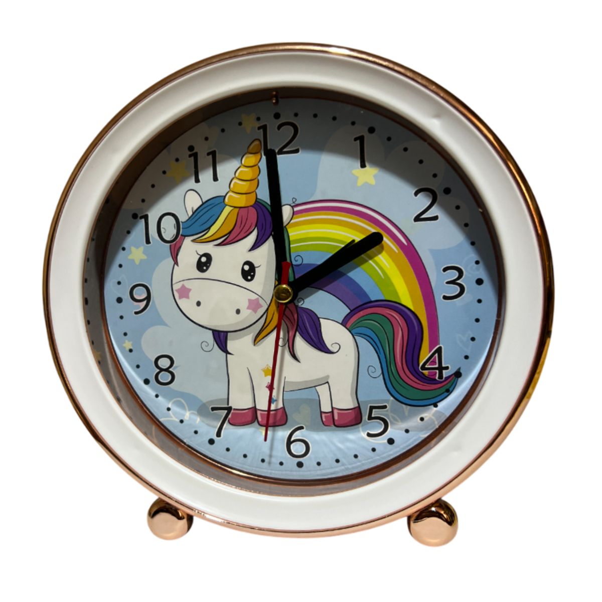 GENERICO - Reloj Blanco con dibujos y alarma de 15cm