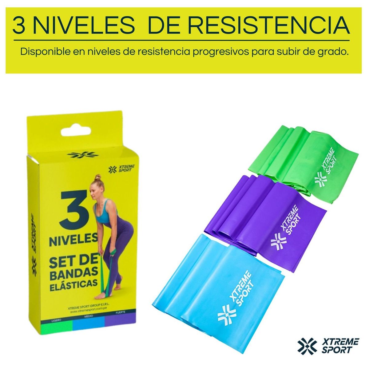 XTREME SPORT - Bandas Elasticas  Abiertas 150cm Entrenamiento y Terapia