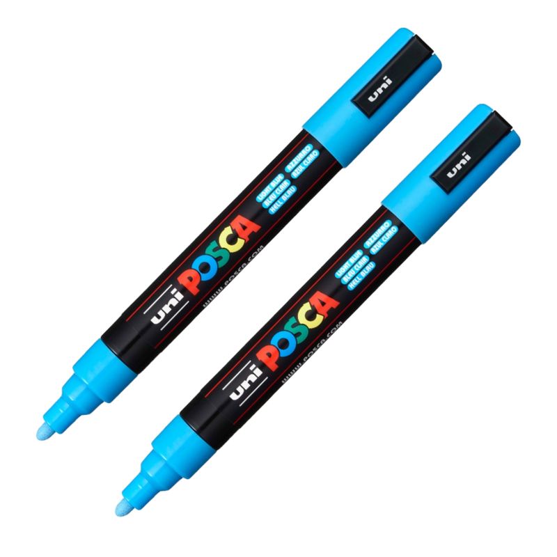 POSCA - POSCA Marcador PC-5M Azul Claro Pack x 2
