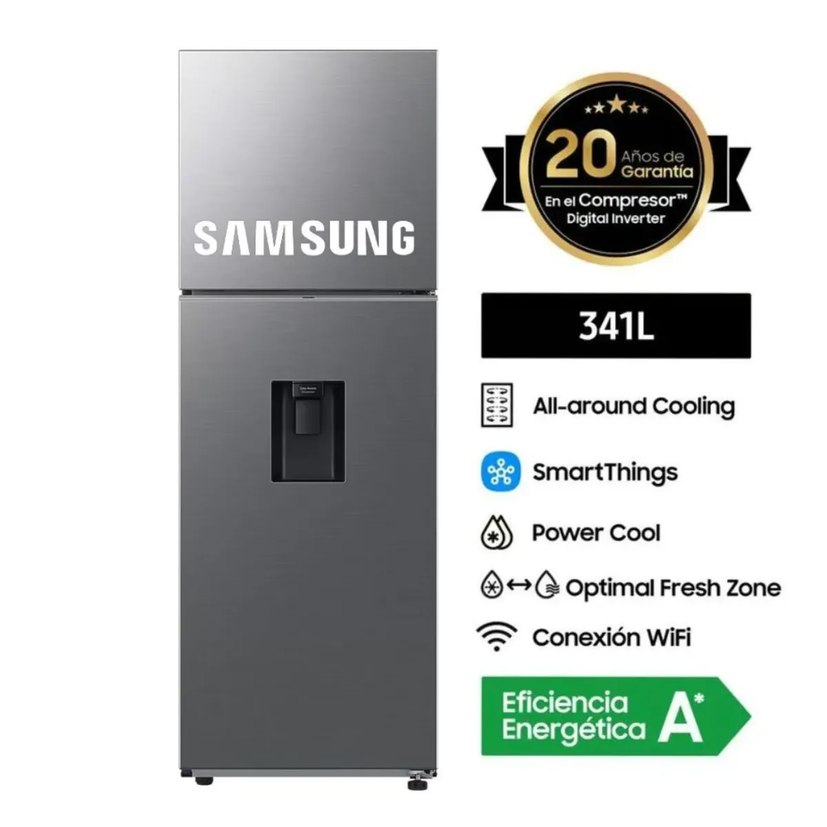 SAMSUNG - Refrigeradora Samsung Top Mount Freezer 341 Lt RT35DG5720S9 Silver
